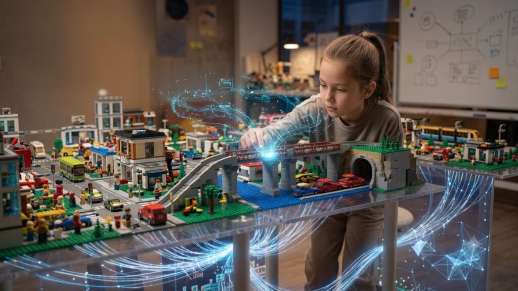 A LEGO city illustrating how the KAATHAM Intelligence Engine uses Operational Intelligence to identify risks and predict problems before they become network failures.